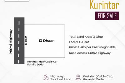Commercial 13 Dhur Land 𝐅𝐎𝐑 𝐒𝐀𝐋𝐄 at Ramilo Dada Kurintar near Mugling, (Prithbi Highway Touched)